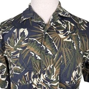 Vertx Mens Tactical Hawaiian Shirt Tropical Palm Leaf Navy Olive VTX1510 Large